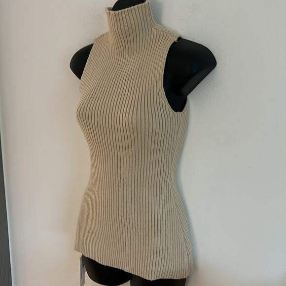 REVOLVE & MINIMALIST lovers COMMENSE camel mock neck ribbed sweater tank S - Picture 6 of 11